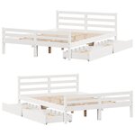 vidaXL Cadre de lit sans matelas blanc 135x190 cm bois de pin massif