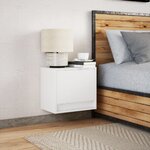 vidaXL Table de chevet murale avec lumières LED blanc