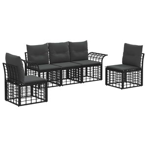 vidaXL Ensemble de canapés d'extérieur 5 Pièces Noir et Gris foncé