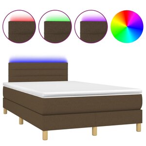 vidaXL Sommier à lattes de lit matelas et LED Marron foncé 120x200 cm