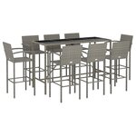 vidaXL Ensemble de bar de jardin 9 Pièces gris résine tressée