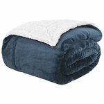 vidaXL Jeté Bleu marine 130 x 150 cm Toison