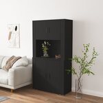 vidaXL Buffet haut Noir Bois d'ingénierie