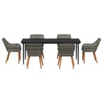 vidaXL Ensemble de salle à manger pour jardin 7 Pièces Gris polyrotin