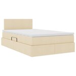vidaXL Lit avec rangement et LED avec matelas Crème 120 x 200 cm tissu