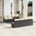 vidaXL Ensemble de canapé de jardin 9 Pièces Noir  Crème 100 x 55 x 73 cm