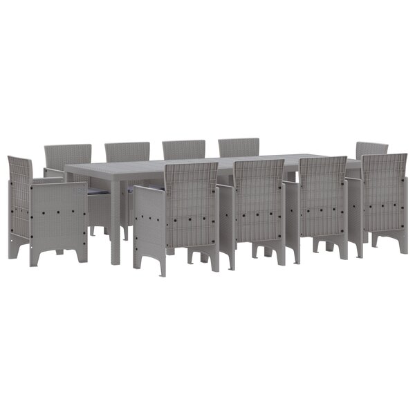vidaXL Ensemble de Salle à Manger de Jardin de 11 Pièces avec Coussins Gris Clair Poly Rattan