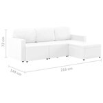 vidaXL Canapé-lit modulaire 3 places Blanc Similicuir