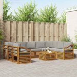 vidaXL Ensemble de canapés d'extérieur 10 pc Naturel et gris clair