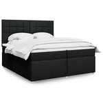 vidaXL Sommier à lattes de lit avec matelas Noir 200x200 cm Tissu