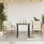 vidaXL Ensemble de bistro 3 Pièces avec coussins beige résine tressée