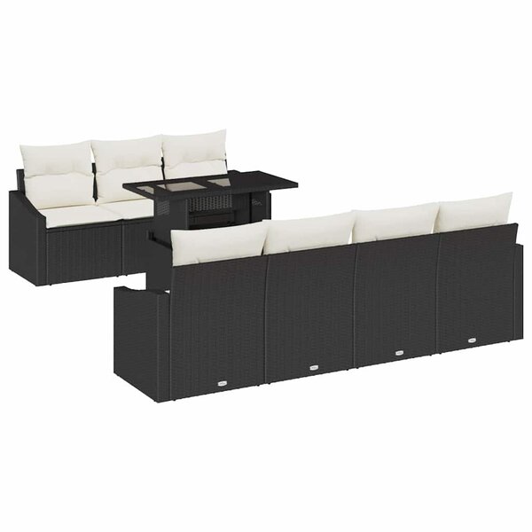 vidaXL Ensemble de canapé de jardin avec coussin 8 Pièces Noir et crème