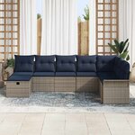 vidaXL Ensemble de canapé de jardin 8 Pièces Gris et marine polyrotin