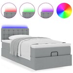 vidaXL Lit ottoman avec matelas gris clair 100x200 cm tissu
