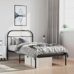 vidaXL Cadre de lit métal sans matelas avec tête de lit noir 100x200cm