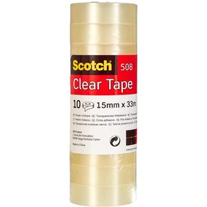 Tour de 10 Rubans adhésif 508  transparent 15 mm x 33 m SCOTCH
