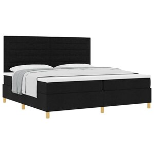 vidaXL Lit à ressorts avec tête de lit Noir 200 x 200 cm tissu