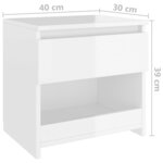 vidaXL Tables de chevet 2 Pièces Blanc brillant 40x30x39 cm Aggloméré