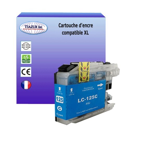T3AZUR- Cartouche compatible avec Brother LC125 XL pour Brother DCPJ4110DW  MFCJ4410DW  MFCJ4510DW  MFCJ4610DW  MFCJ4710DW Jaune