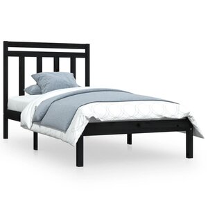 vidaXL Cadre de lit sans matelas noir 100x200 cm bois massif