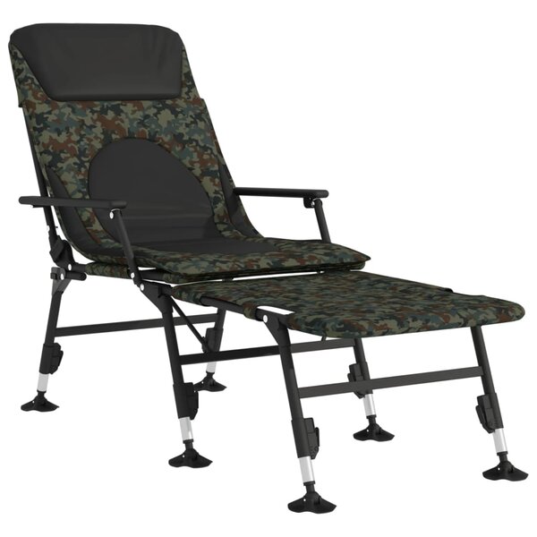 vidaXL Transat de pêche avec pieds à boue réglables pliable camouflage