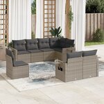 vidaXL Salon de jardin 8 Pièces avec coussins gris résine tressée