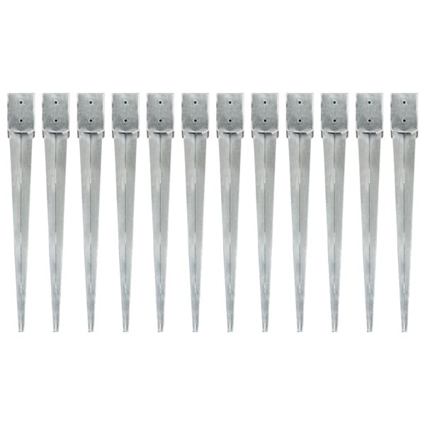 vidaXL Piquets au sol 12 Pièces Argenté 10x10x91 cm Acier galvanisé