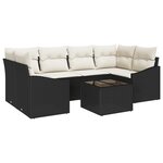 vidaXL Ensemble de Sofa de Jardin 7 Pièces avec Coussins Rattan Noir