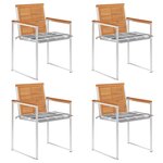 vidaXL Chaises de jardin lot de 4 avec coussins Bois d'acacia massif