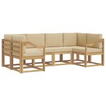 vidaXL Ensemble de canapés d'extérieur 6 pc Blanc et Beige