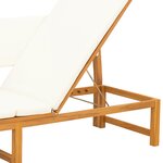 vidaXL Chaise longue 3-en-1 avec coussins crème en bois massif d'acacia