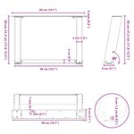 vidaXL Pieds de table basse en U  2 pièces  acier naturel  50 x (30-31) cm