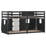 vidaXL Lit superposé avec rideaux blanc/noir 90x200 cm bois pin massif