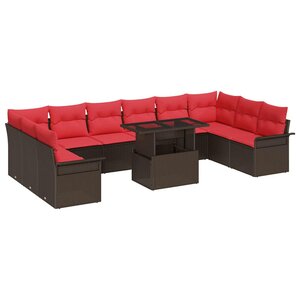 vidaXL Ensemble de canapé de jardin 11 Pièces Marron Poly Rattan