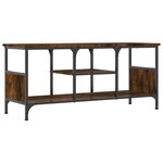 vidaXL Meuble TV chêne fumé 100x35x45 cm bois d'ingénierie et fer