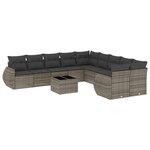 vidaXL Salon de jardin 11 Pièces avec coussins gris résine tressée