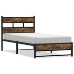 vidaXL Cadre de lit en métal sans matelas chêne fumé 107x203 cm