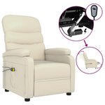 vidaXL Fauteuil de massage électrique Crème Similicuir