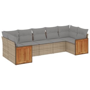 vidaXL Salon de jardin avec coussins 7 Pièces beige résine tressée