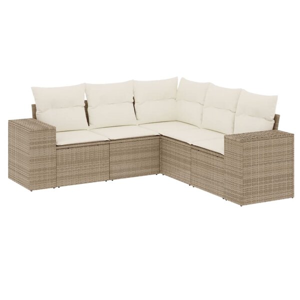 vidaXL Salon de jardin avec coussins 5 Pièces beige résine tressée