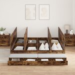 vidaXL Cadre de lit de rangement Chêne fumé 180x200 cm