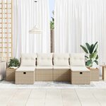 vidaXL Ensemble de canapé de jardin 6 Pièces Beige Poly rotin