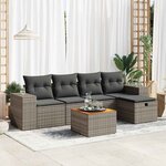 vidaXL Salon de jardin 6 Pièces avec coussins gris résine tressée