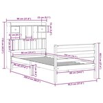 vidaXL Lit bibliothèque sans matelas cire marron 90x200 cm pin massif