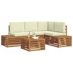 vidaXL 5 pc Ensemble de canapés d'extérieur Naturel et Crème