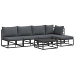 vidaXL Ensemble de canapé de jardin avec coussin 6 Pièces Noir Aluminium