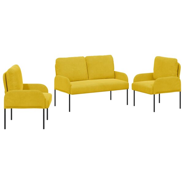 vidaXL Ensembles de canapés 3 Pièces Jaune 115 x 56 x 80 cm Contreplaqué