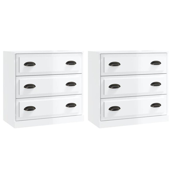 vidaXL Buffets 2 Pièces blanc brillant bois d'ingénierie