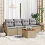 vidaXL Ensemble de canapé de jardin 5 Pièces Beige Poly rotin