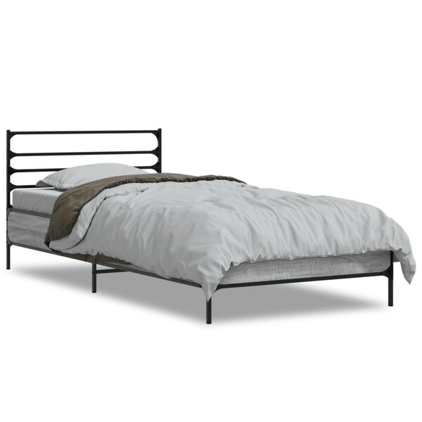 vidaXL Cadre de lit sans matelas sonoma gris 100x200 cm